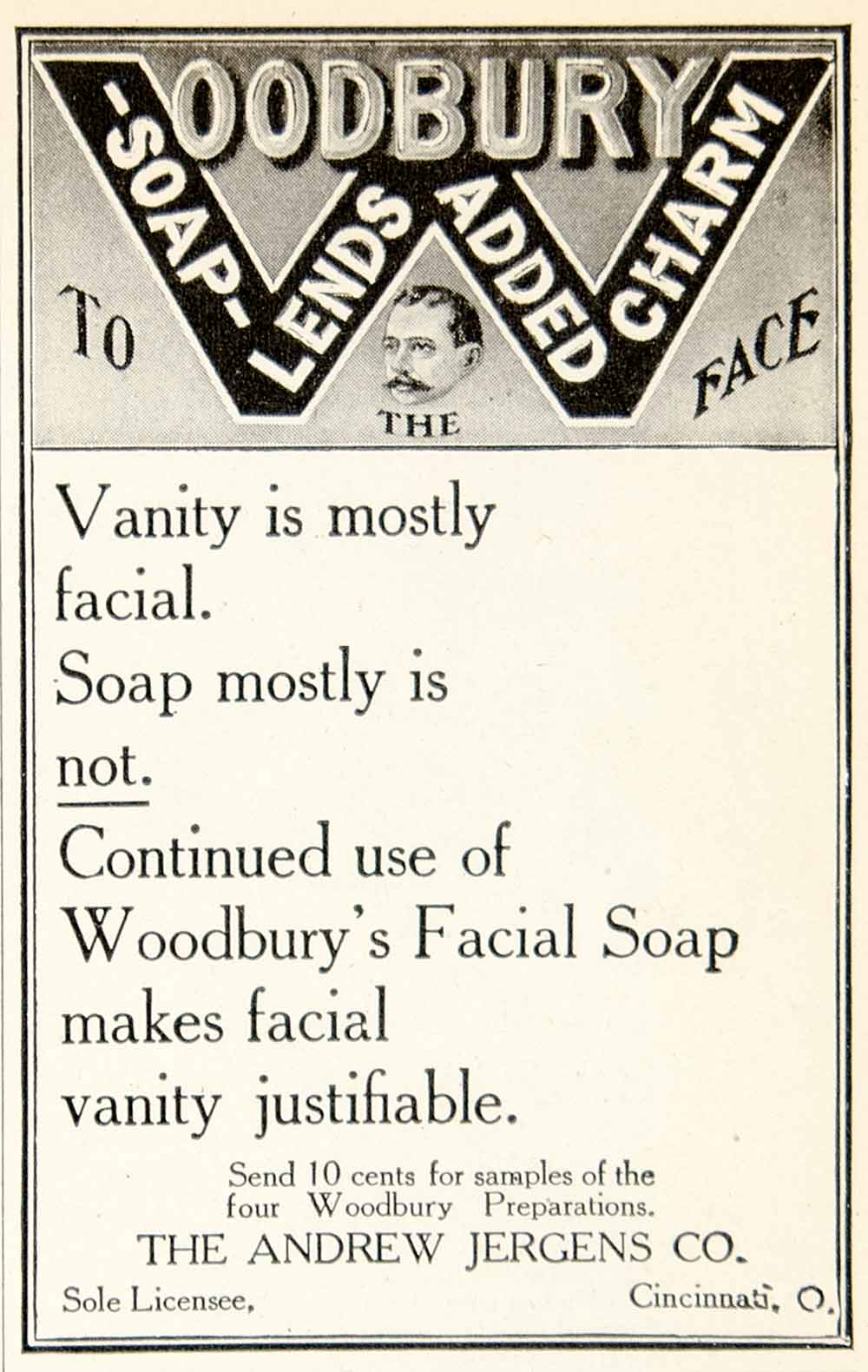 1905 Ad Woodbury Soap Andre Jergens Cincinnati Ohio Facial Cleanser Health YDL2