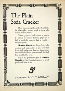 1905 Ad Plain Soda Cracker National Biscuit Company Uneeda Food Snack YDL2