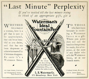 1905 Ad LE Waterman 173 Broadway New York Ideal Fountain Pen New Years Baby YDL2