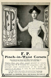 1905 Ad Birdsey Somers Corset Pinch Waist FP 349 Broadway New York Woman YDL2