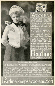 1905 Ad Pearline Soap Laundry Woolens Flannels Detergent James Pyles YDL2