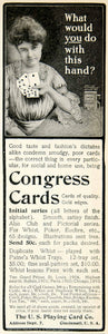 1905 Ad Congress Playing Card Cincinnati Ohio Game Edwardian Woman Poker YDL2