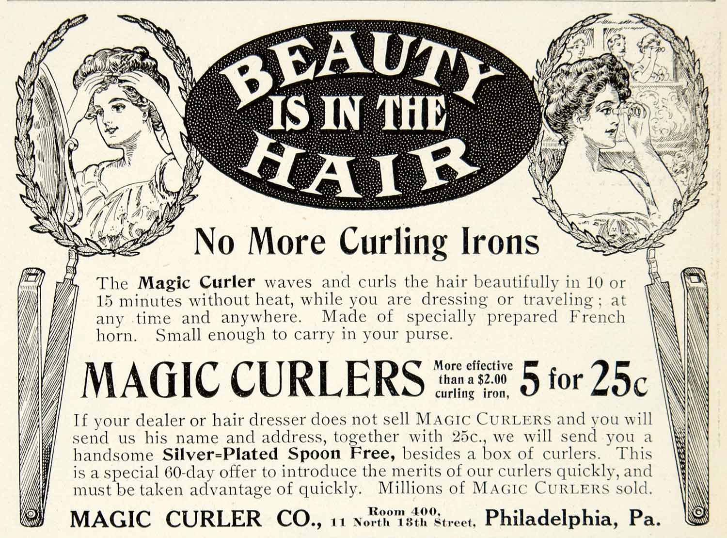 1905 Ad Magic Hair Curler 11 N 18th St Philadelphia Pennsylvania Beauty YDL2