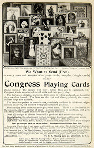 1905 Ad Congress Playing Cards Cincinnati Ohio Game Poker Euchre Whist YDL2