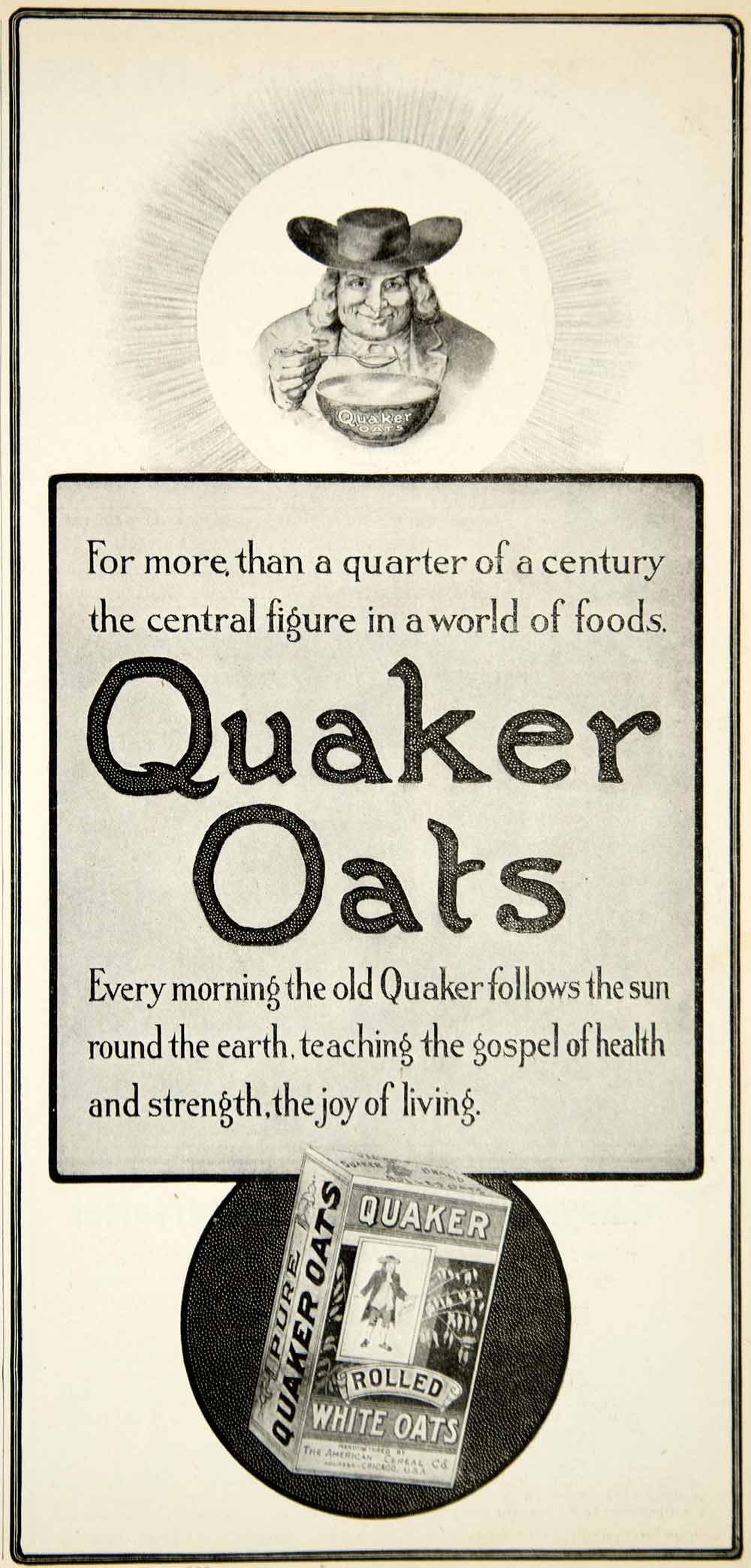 1905 Ad Quaker Oats Breakfast Cereal Food Health Nutrition Oatmeal Grocery YDL2