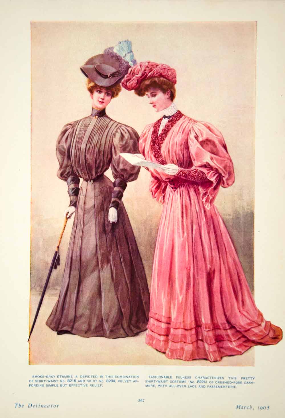 1905 Color Print Edwardian Delineator Smoke Gray Etamine Costume Dress –  Period Paper Historic Art LLC