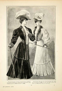 1905 Print Delineator Edwardian Ladies Fashion Style Art Suit Velveteen YDL2
