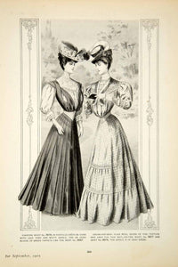 1905 Print Edwardian Delineator Costume Ladies Style Art Pinafore Taffeta YDL2