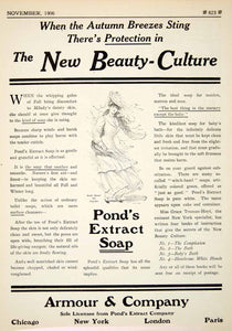 1906 Ad Ponds Extract Soap Armour Beauty Edwardian Woman Bath Chicago IL YDL3