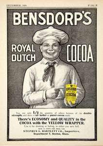 1906 Ad Stephen L Bartlett Boston MA Royal Dutch Cocoa Bensdorps Import YDL3