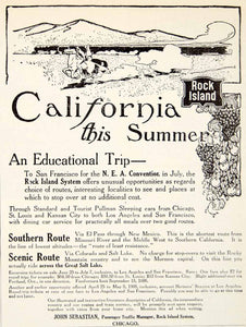 1906 Ad Rock Island Railroad California Route Southern Scenic Trip Pullman YDL3