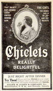 1906 Ad Chiclets Chewing Gum Candy Frank H Fleer Philadelphia PA Food Mint YDL3