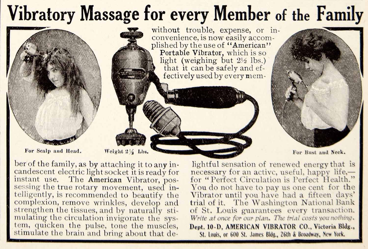 1906 Ad American Vibrator Massage Machine 600 St James Bldg 26th Broad Period Paper Historic Art LLC 1906 Ad American Vibrator Massage Machine 600 St James Bldg 26th Broad Period Paper Historic Art LLC