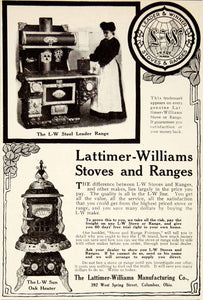 1906 Ad Lattimer Williams Stove Wood Range Kitchen 392 W Spring St Columbus YDL3