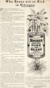 1906 Ad TA Snider Preserve Cincinnati OH Can Pork Beans Tomato Sauce Food YDL3