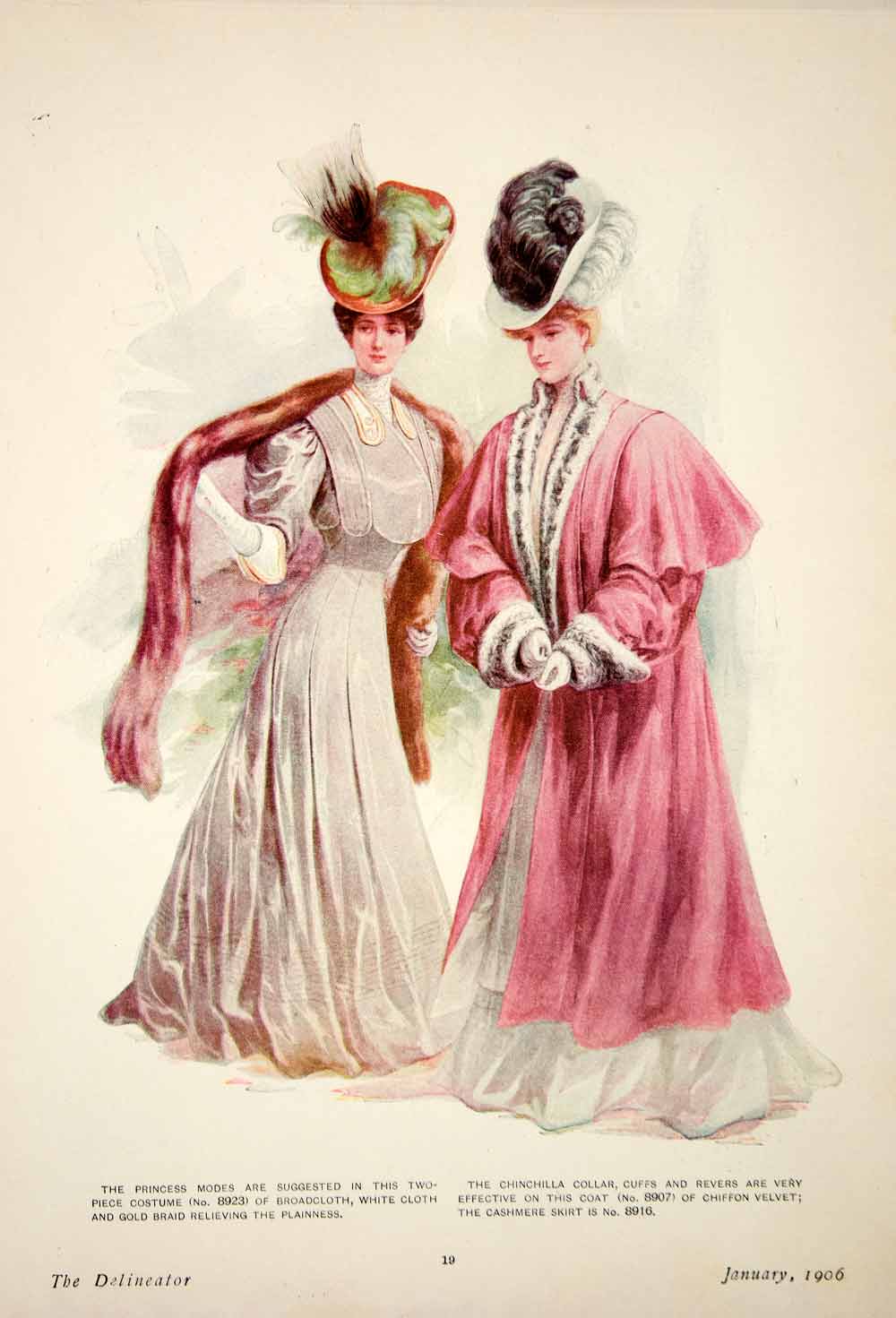 1906 Photolithograph Delineator Edwardian Costume Women Princess Dress YDL3