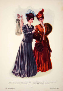 1906 Photolithograph Delineator Art Nouveau Edwardian Women Fashion Camels YDL3