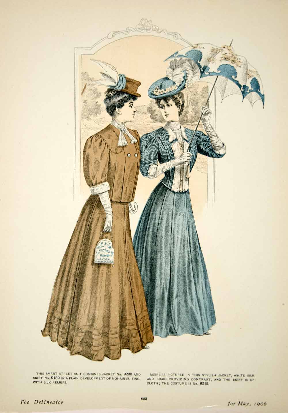 1906 Offset Lithograph Delineator Art Nouveau Women Fashion Suit Jacket YDL3