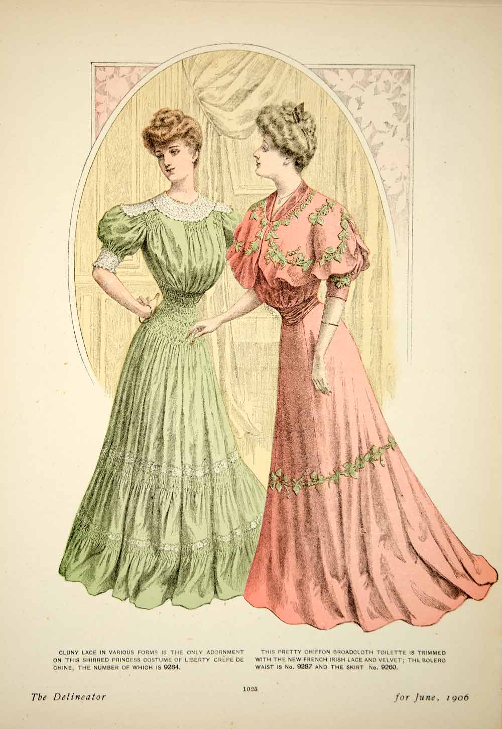 1906 Offset Lithograph Art Nouveau Delineator Ladies Costume Style Bolero YDL3