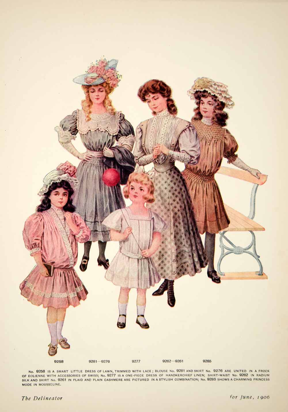 1906 Photolithograph Delineator Edwardian Clothing Style Children Girls YDL3
