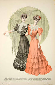 1906 Offset Lithograph Delineator Edwardian Ladies Art Nouveau Fashion YDL3