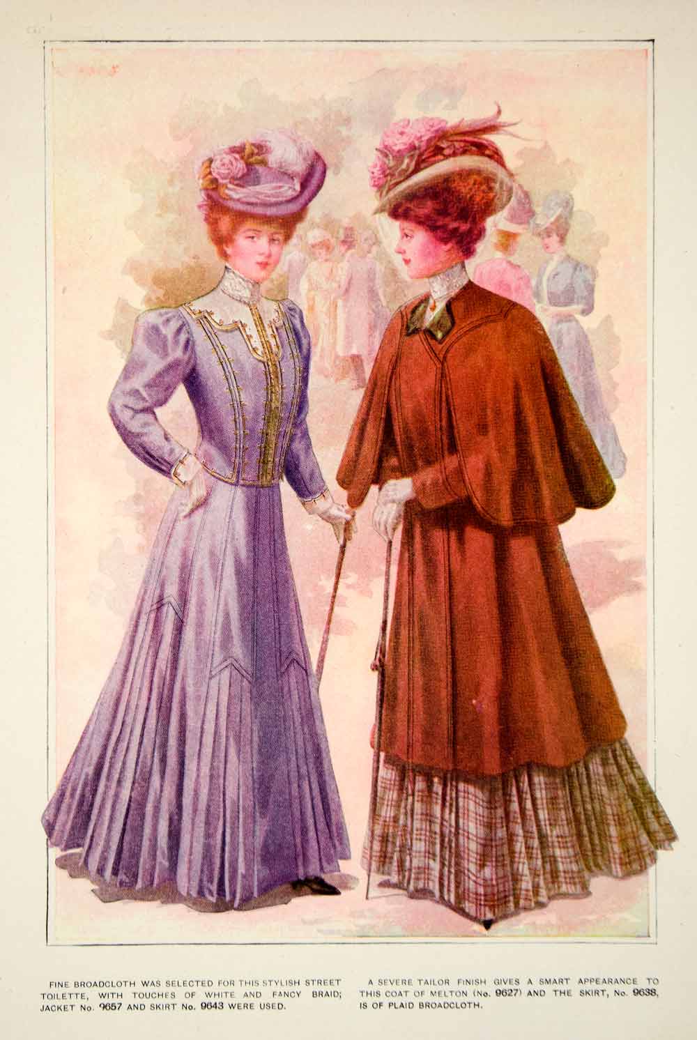 1906 Photolithograph Delineator Edwardian Ladies Clothing Style Art Nouveau YDL3