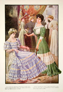 1906 Photolithograph Delineator Edwardian Women Fashion Art Nouveau Gown YDL3