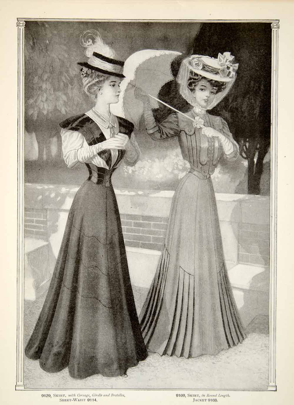 white christmas dresses 1906 Print Delineator Edwardian Women Fashion Art Nouveau Skirt Corsag –  Period Paper Historic Art LLC