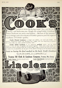 1907 Ad Cook Linoleum Trention Oil Cloth New Jersery Art Nouveau Victorian YDL4