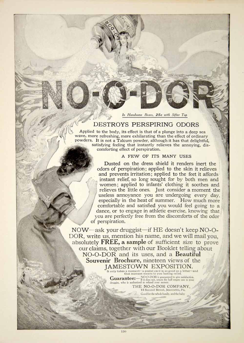 1907 Ad No O Dor Talcum Powder Wave Victorian Women Health Beauty Nautical YDL4