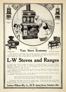 1907 Ad L W Stoves Ranges Oven Lattimer Williams Manufacturing Kitchen YDL4