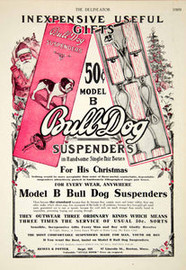 1907 Ad Model B Bull Dog Suspenders Gift Fashion Animal Santa Christmas YDL4