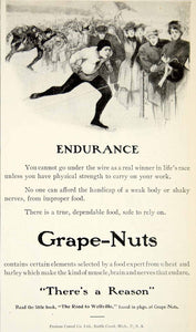 1907 Ad Grape Nuts Endurance Ice Skater Victorian Edwardian People Clothing YDL4