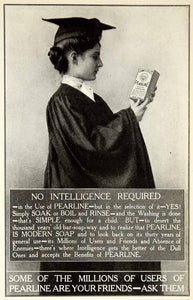 1907 Ad Portrait Cap Gown Graduation Pearline Soap Clean Box Edwardian YDL4
