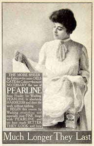 1907 Ad Pearline Soap Powder Victorian Edwardian Woman Clothing Wash Clean YDL4