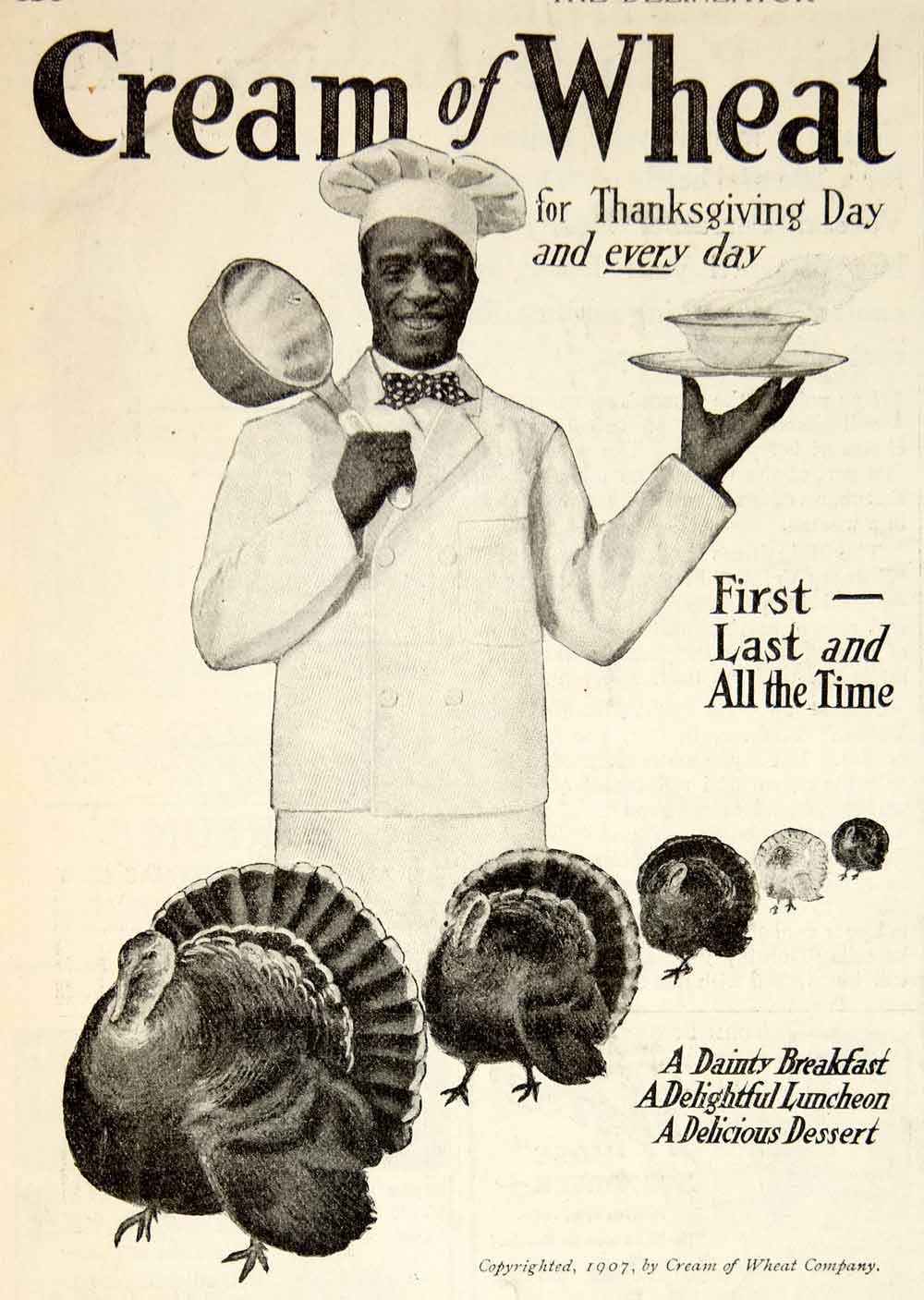 Chef Rastus 1907 Ad Rastus Cream Wheat Turkey Thanksgiving Black Americana Breakfa ...