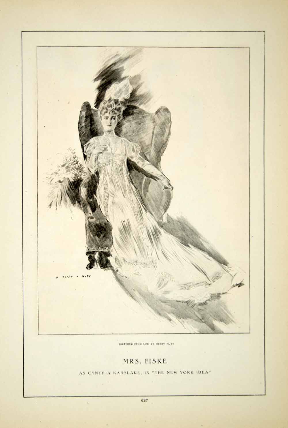 1907 Color Print Mrs Fiske Cynthia Karslake New York Idea Actress Theater YDL4