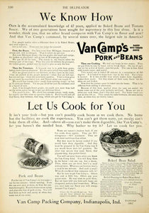1908 Ad Van Camp Pork Beans Packaging Company Food Can Salad Dressing YDL5