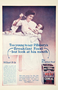 1908 Ad Baby Infant Pillsbury Best Cereal Food Feed Mother Child Edwardian YDL5
