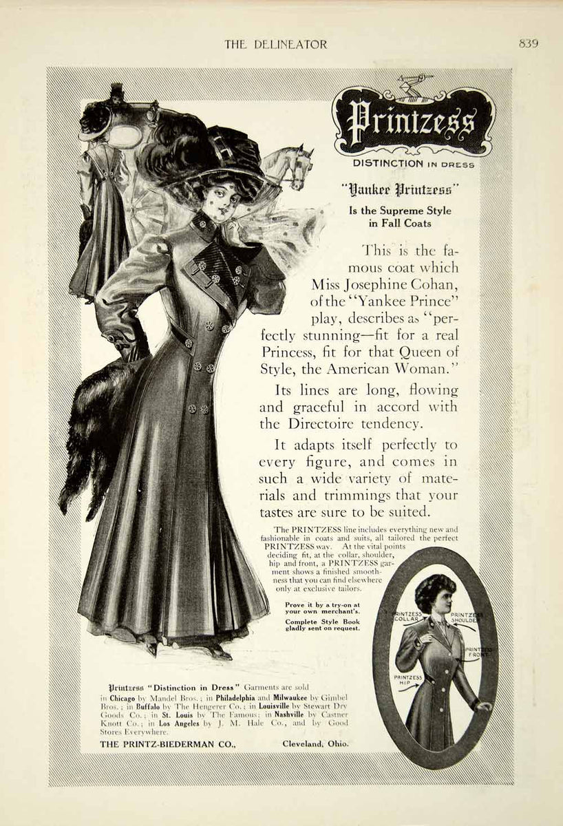 1908 Ad Yankee Printzess Fall Coat Fashion Clothing Edwardian Woman Co ...