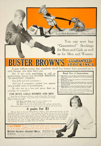 1909 Ad Buster Brown Guaranteed Stockings Sock Children Richard F. Outcault YDL5
