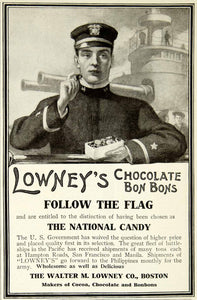 1908 Ad Walter M. Lowney Chocolate Bon Boston Navy Uniform Ship National YDL5