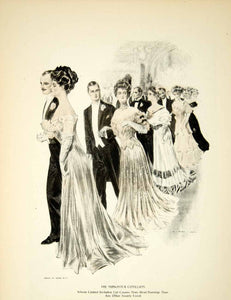1908 Color Print Midwinter Cotillion Edwardian Women Gown Henry Hutt YDL5