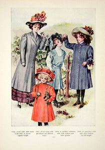 1908 Color Print Fashion Clothing Costume Dress Children Baby Edwardian YDL5