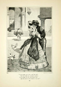 1908 Print Spain Courtyard Lovers Romance Costume Fashion Donkey F X YDL5