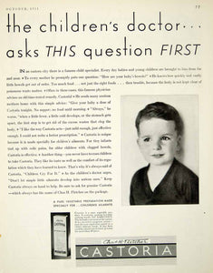 1931 Ad Castoria Vegetable Medicine Child Chas H Fletcher Pediatrician YDL6