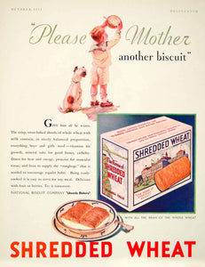 1931 Ad Shredded Wheat National Biscuit Bran Cereal Breakfast Child Dog YDL6