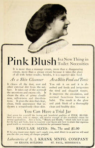 1910 Ad AJ Krank St Paul Minnesota Pink Blush Makeup Women Cosmetic YDL6