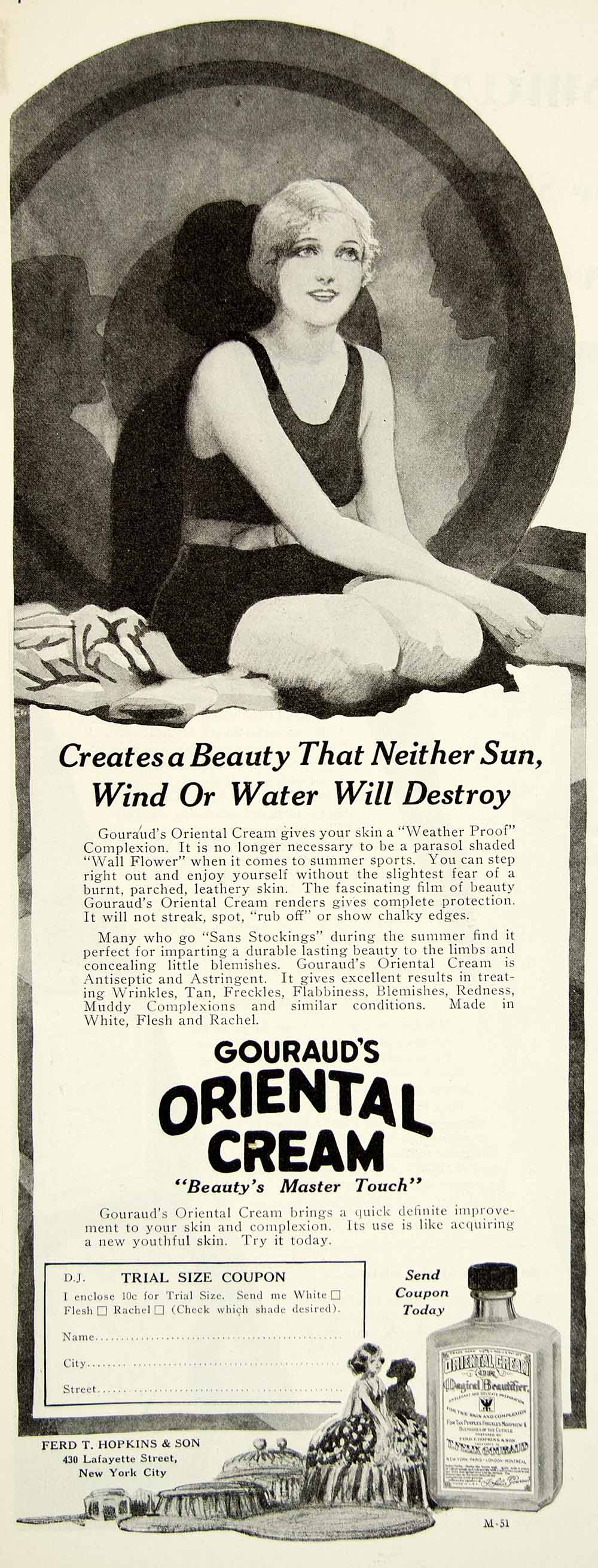 1929 Ad Gouraud Oriental Cream 430 Lafayette St New York Ferd T Hopkins Son YDL6