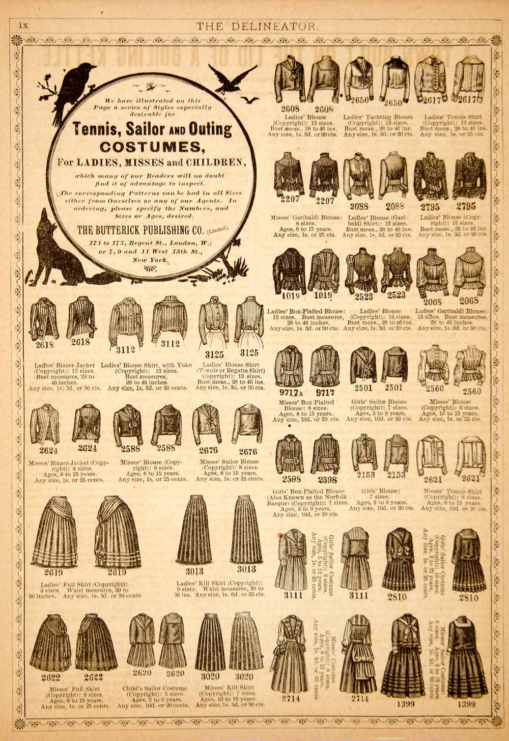 1890 Ad Tennis Sailor Outing Costume Clothing Fashion Ladies Children YDL7